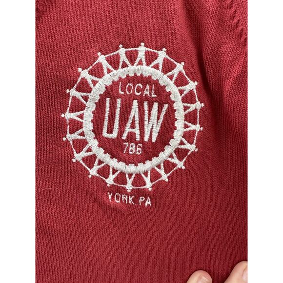 Mens Crown Club Sweater Size XL Red Embroidered Local UAW Union Auto Workers - Picture 4 of 12